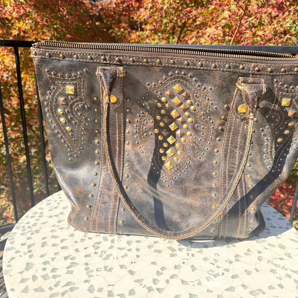 Frye and Co. Studded Brown Tote Bag